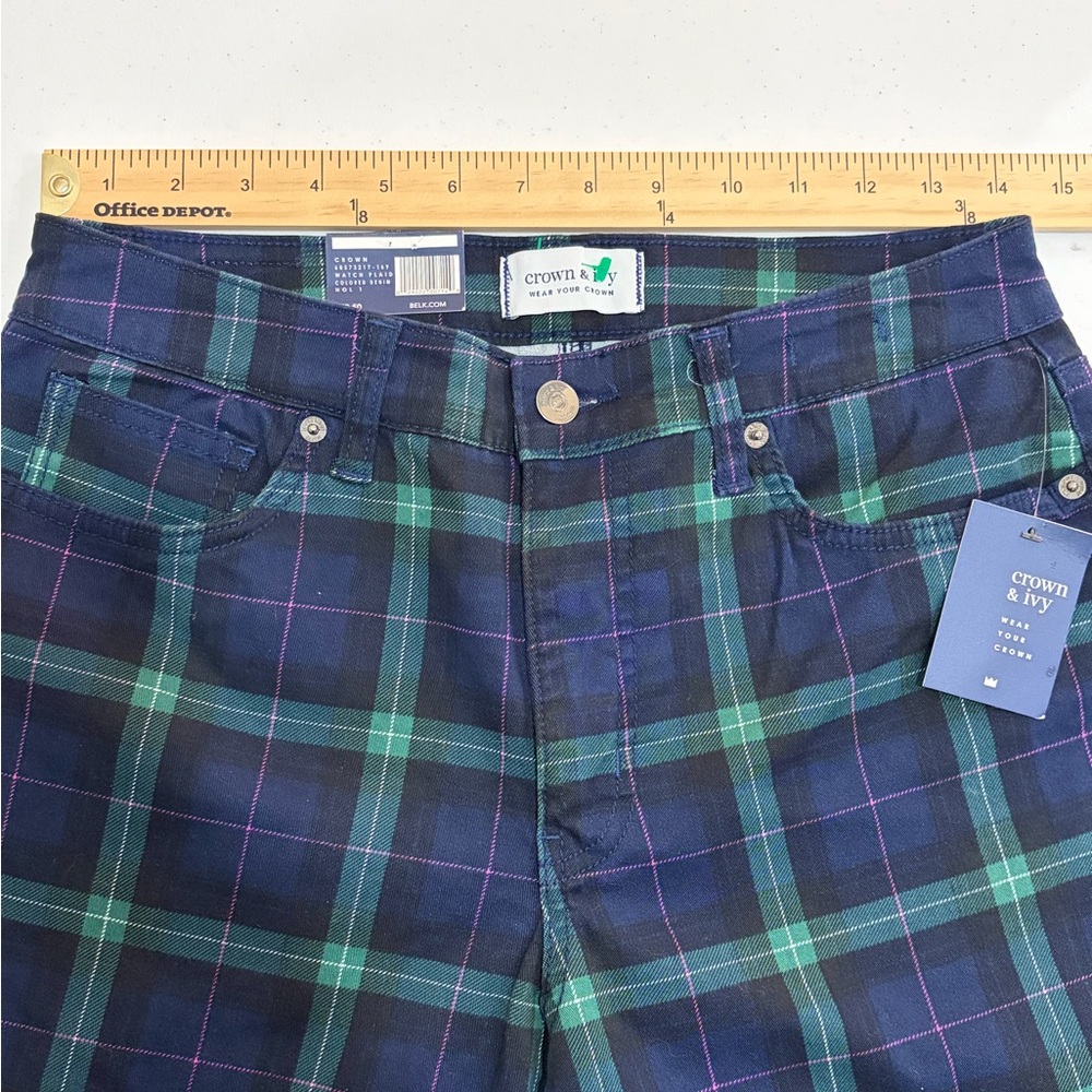 NWT High-Rise Skinny Plaid Pants - Picture 2 of 6